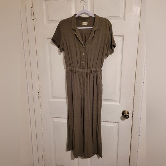 Alter'd State olive green Linen blend jumpsuit - Picture 1 of 4